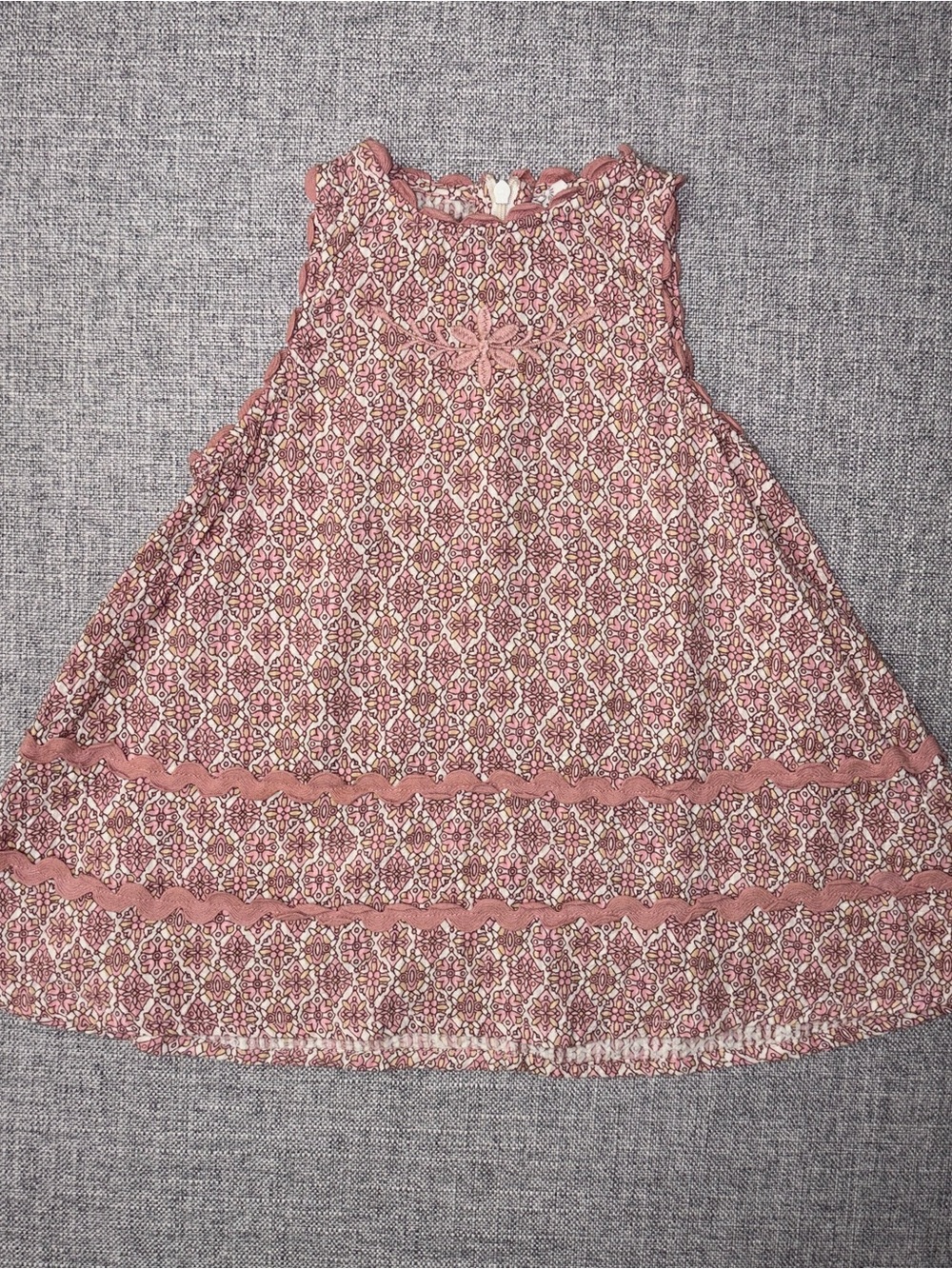 Girls' Dusty Rose Printed Sleeveless Casual Dress - Unbranded